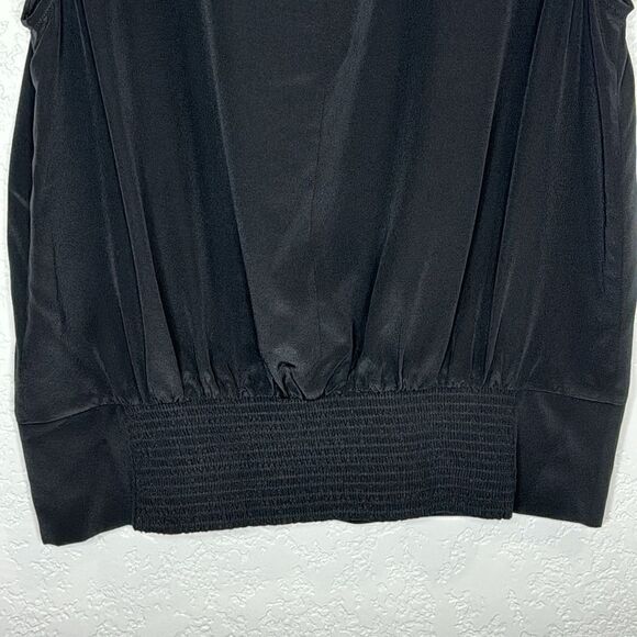 NWT FRAME Mock-Neck Sleeveless Party Top Medium Black Silk - Picture 7 of 14